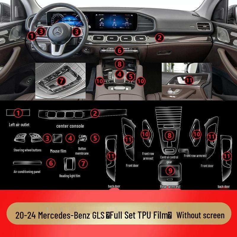 20-25 Mercedes-Benz GLE/GLS Interior Film: Center Console & Gear Shift Protector