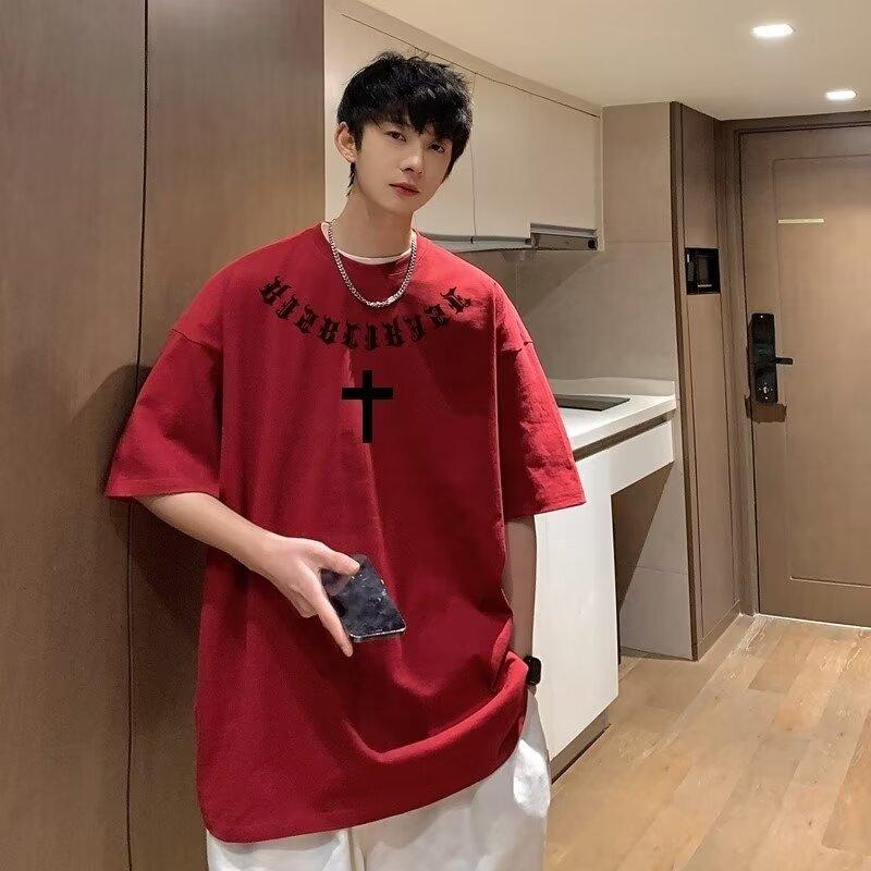 New Short Sleeved T-Shirt For Men In Summer, Korean Style Trend, Simple Half Sleeved Top, Hong Kong Style Loose Casual Brand T-Shirt