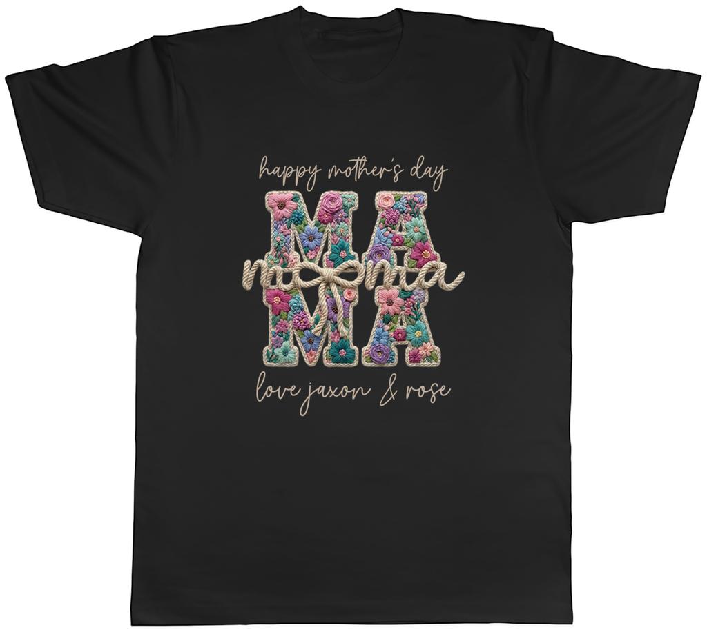 Personalised Happy Mothers Day Mama Crochet Unisexs TShirt Tee Gift Top