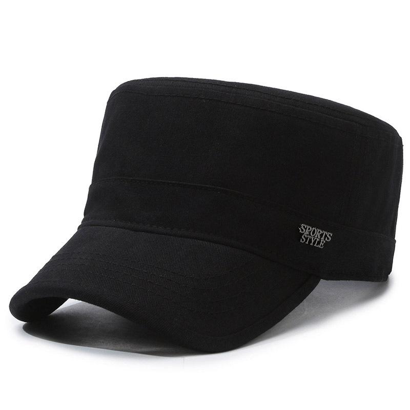 

Шляпа мужская весенне-осенняя шляпа с плоским верхом, модная простая повседневная кепка для занятий спортом на открытом воздухе, мужская шляпа с тентом Adjustable чёрный