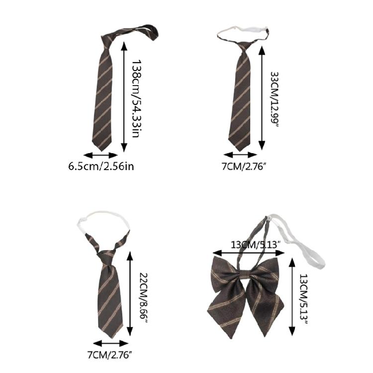 JK Mädchen Kaffee Gestreift Vorgebundene Krawatte Schüleruniform Business Krawatte Fliege