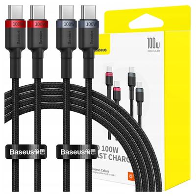 Kabel Baseus Cafule USB-C zu USB-C 100W, 1M, 2 Stück (Rot-Schwarz, Grau-Schwarz)