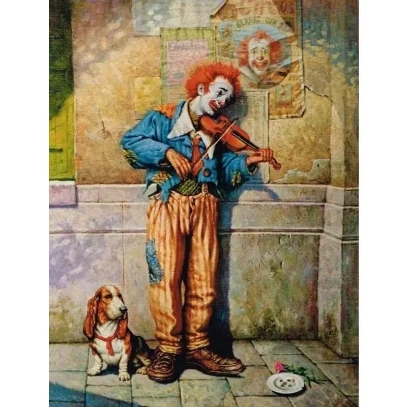 Živé plátno s cirkusovým klaunem Náladové plakáty s akrobatickým žonglérem pro obývací pokoj, dekorace hřiště