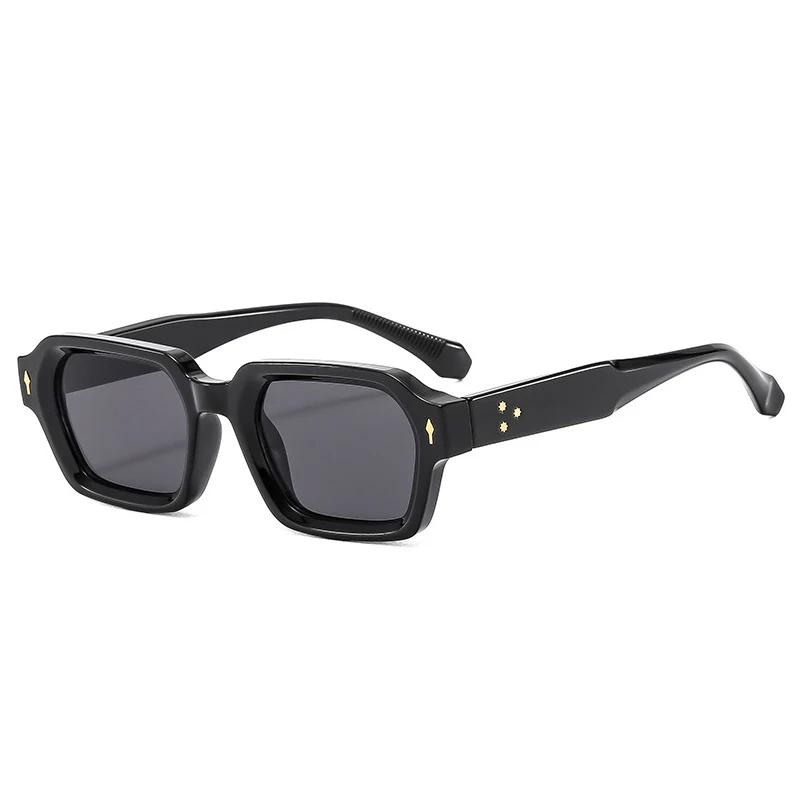 

Fashion Square Men Sunglasses Tea Gradient Shades Women Retro Rivets Double Color Sun Glasses UV400