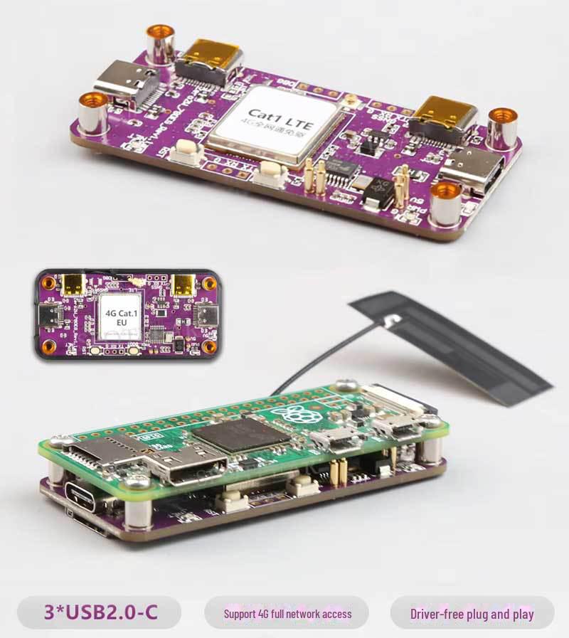 Raspberry Pi Zero 4G Cat1 LTE/GPS/EA/EU met USB HUB & 2W Ondersteuning
