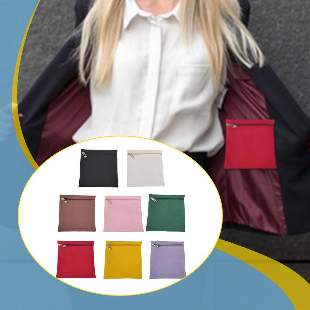 Sew in Side Pocket with Zipper Lightweight Easy Installation Phone Pouch Sturdy Canvas Coat Inside Pockets Secure Invisible