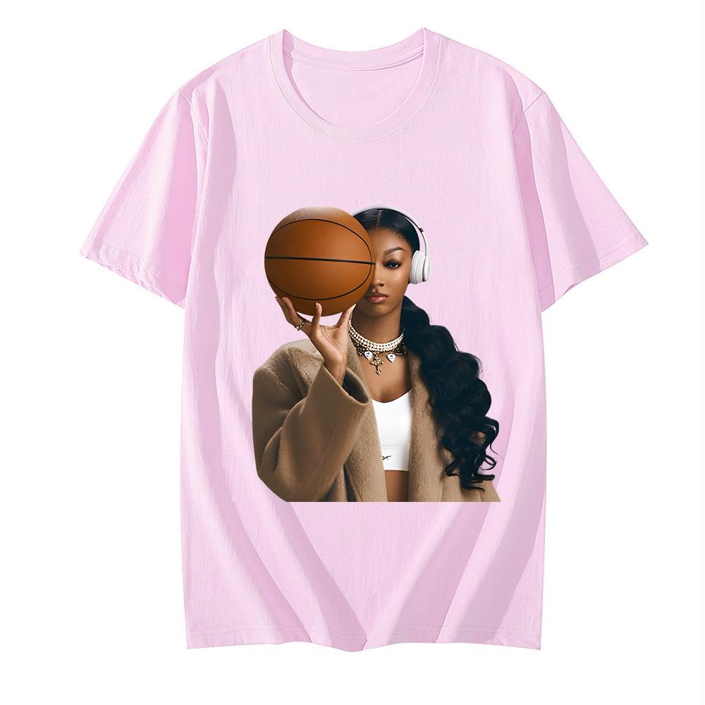 Angel Reese Basketball T-Shirt Summer Round Neck Clothing Casual Short Sleeve Tee Soft Cotton Clothing