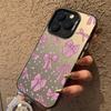 Ins Korean Simple Pink Bow Phone Case for iPhone 15 Pro Max 14 13 12 11 XS X XR 7 8 Plus 15 Luxury Lens Protection Laser Cover