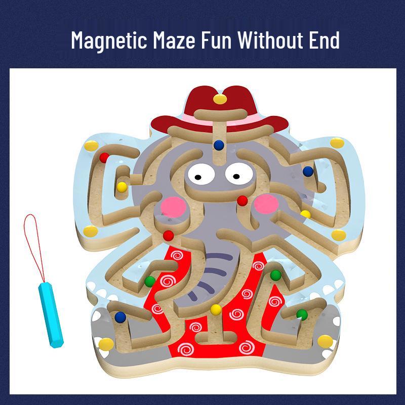 Wooden Animal Magnetic Maze Toy for Kids - Enhances Logical Thinking and Concentration