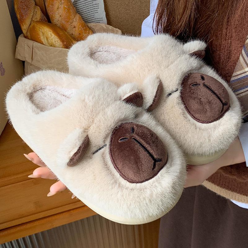 

Fashion Capybara Women Cotton Slippers Cartoon Couple Non-Slip Warm Indoor Home Slippers Plush Fluffy Winter Comfortable Floor Slippers 36-37