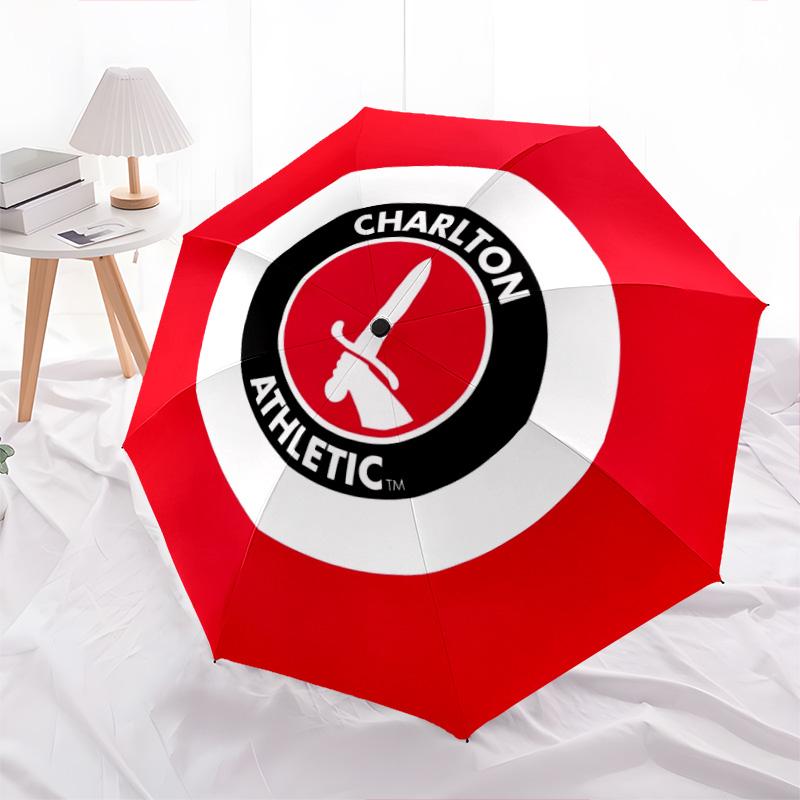 Charlton Athletic FC  pattern, automatic folding umbrella, portable and foldable design, 8 ribs, a Christmas or birthday gift.