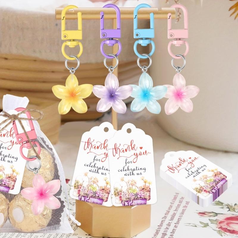 Flowers Keychain Gift Set Colorful Floral Keyring Backpacks Handbag Pendant Car Keychain Bag Charm Decorations for Guest M68E