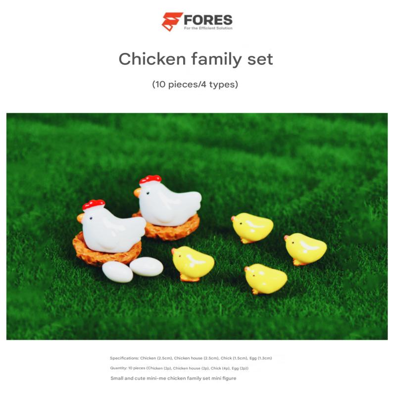 Terrarium Chicken Family Figure