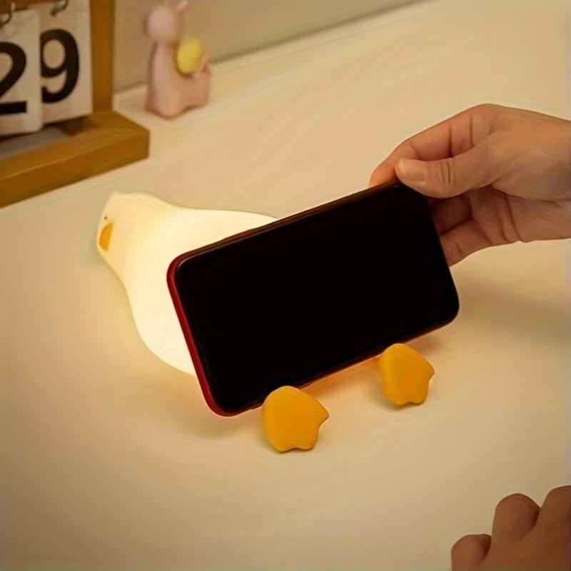 Silicone Lying Flat Duck Night Light Cute Yellow Duck 3-Level Light Up Bedside Desk Touch Night Lamp Kids Room Kawaii Decoration