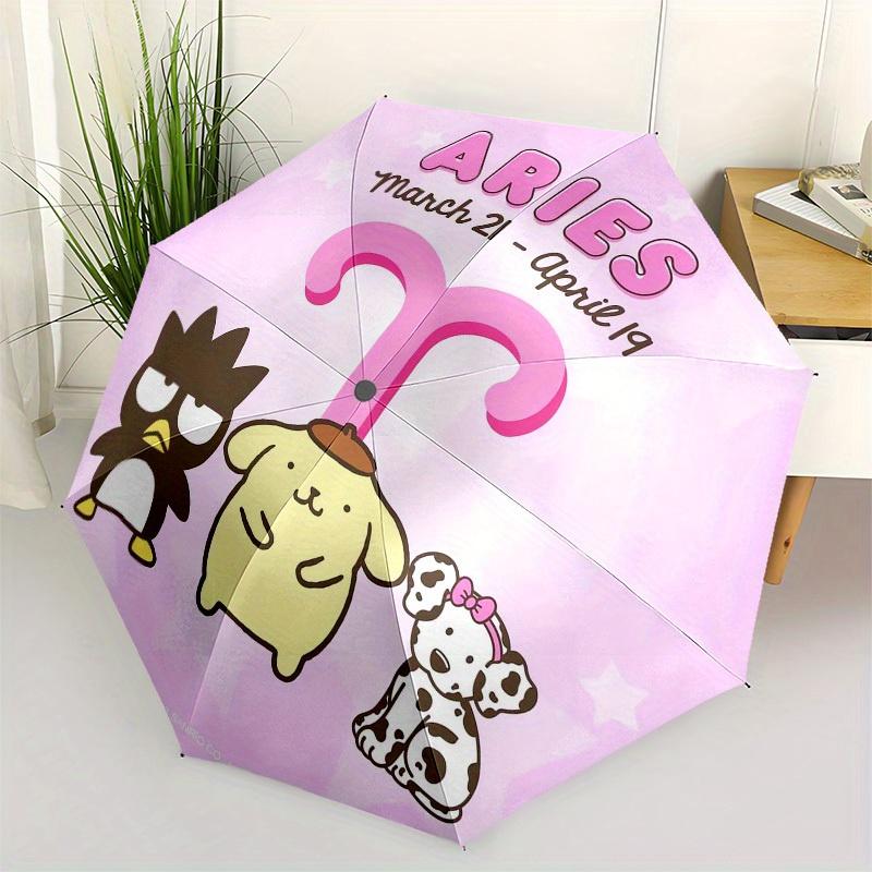 

1pc Aries Zodiac Characters Pink Background Umbrella with Plastic Handle,Suitable for All Seasons Home Travel Outdoor UmbrellaSanlio505