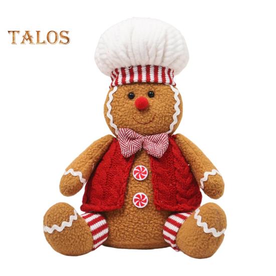 Bambola di Pan di Zenzero di Natale in Peluche Morbida Imbottita Giocattolo Bambola di Natale per Decorazioni Festive Ragazza Ragazzo Seduto Giocattolo Pan di Zenzero per Esposizione su Porta Scaffale