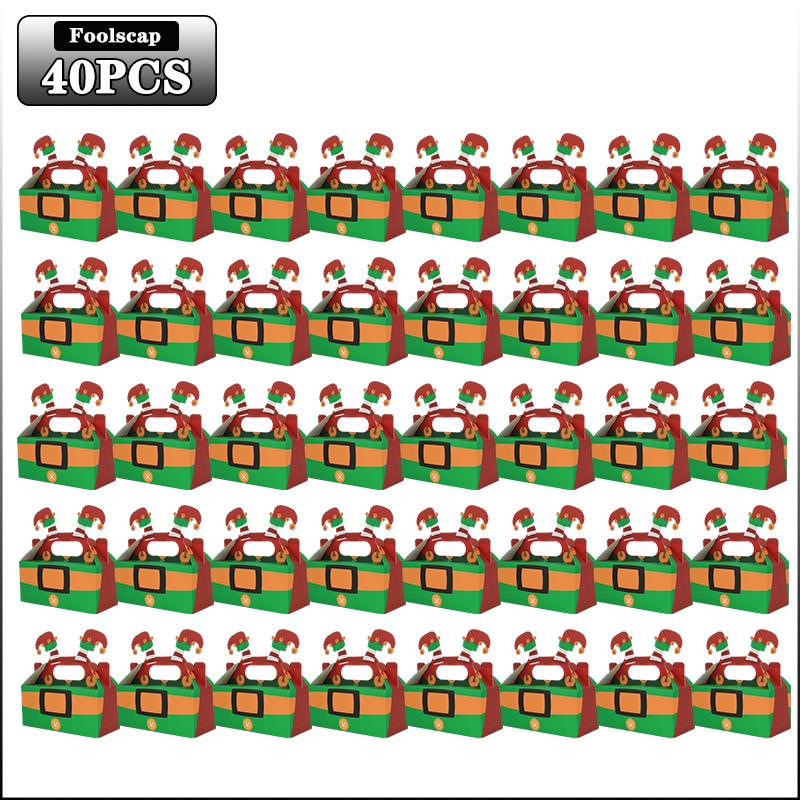 Christmas Small Gift Boxes Cardboard Goodie Treat Boxes Easy To Assemble Paper Boxes for Kids Santa Claus Party Favors Supplies