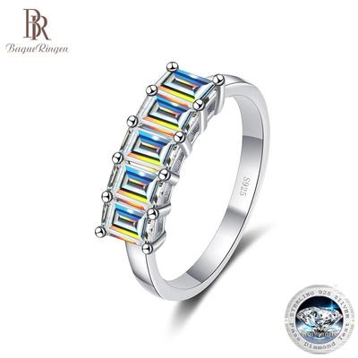 5 kamenů 2,5CT D Barva smaragdově broušená moissanitové prsteny pro ženy Šumivé 925 Sterling Sliver Svatební šperky GRA