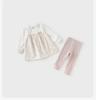 Davidella Girls' Long Pants Set for Spring, New Children's Leggings, Floral Top Two-piece Set