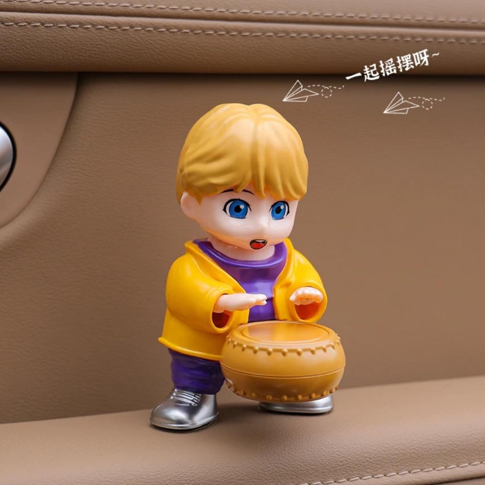 Hot New Solar Car Interior Ornaments Shaking Head Drumming Cartoon Swinging Drummer Automotive Dashboard Decoration