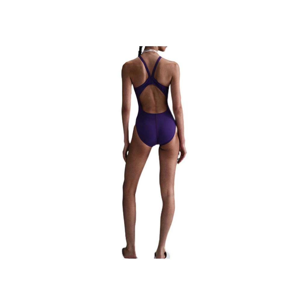 Nike Hydrastrong Series Fashion Simple Stylish Solid Color One-Piece Swimsuit Women swimsuit Purple NESSA017-536