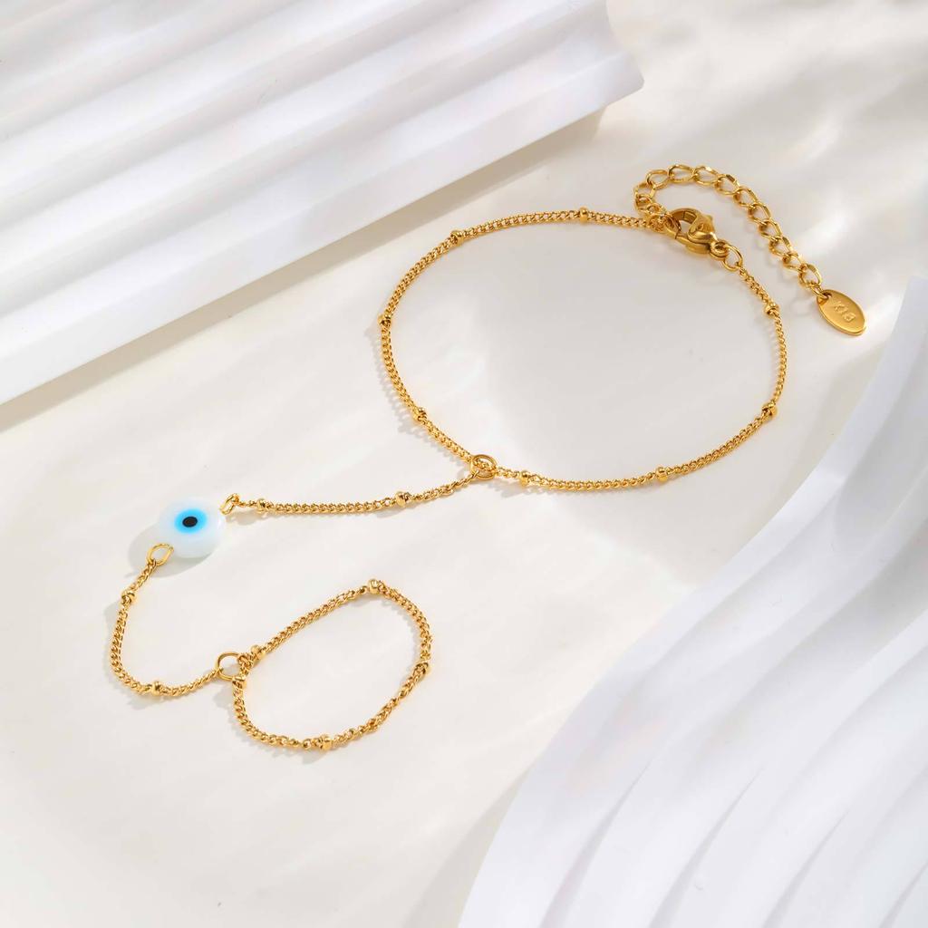 Fashion Accessories Wind Niche Stainless Steel Bead Chain Devil'S Eye Finger Tassel Br-2614