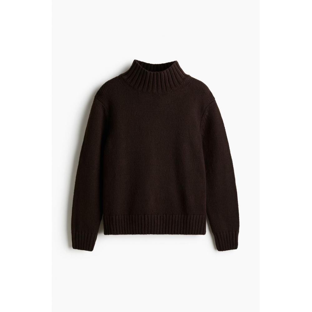 H M Regular Fit Turtleneck Sweater Dark Brown