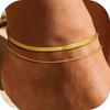 European-American Layered Embossed Round Pendant Anklet - Women's Double-Layer Beaded Chain Foot Jewelry for Summer Beach.