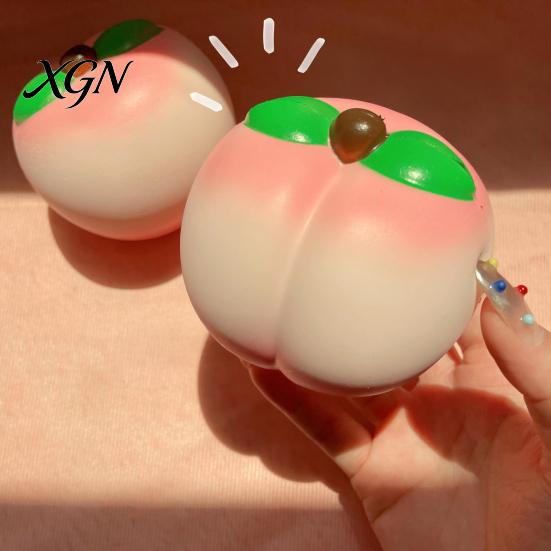 Vibrant Color Stress Ball Soft Snow Peach Slow-Rising Squeeze Toy Realistic Fruit-Shaped PU Fidget Relaxation for Relief Novelty Decompression Gadget