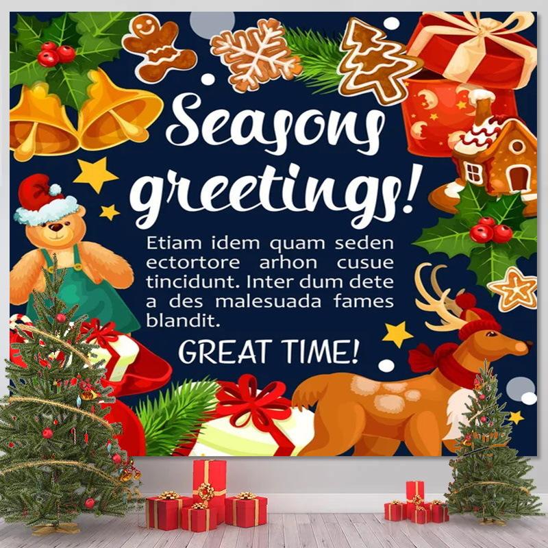 Christmas Spirit Blessing Message Digitalprinted Polyester Tapestries Living Rooms Bedrooms Macrame Wall Hanging Room Decor