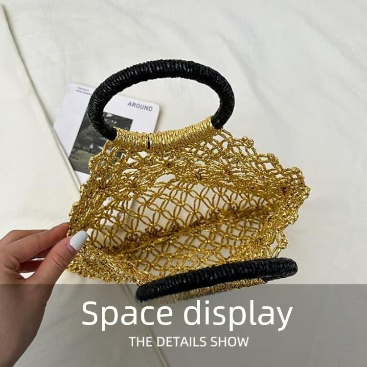 Handgeflochtene Hohl-Handtasche Damen Strand-Netzbeutel