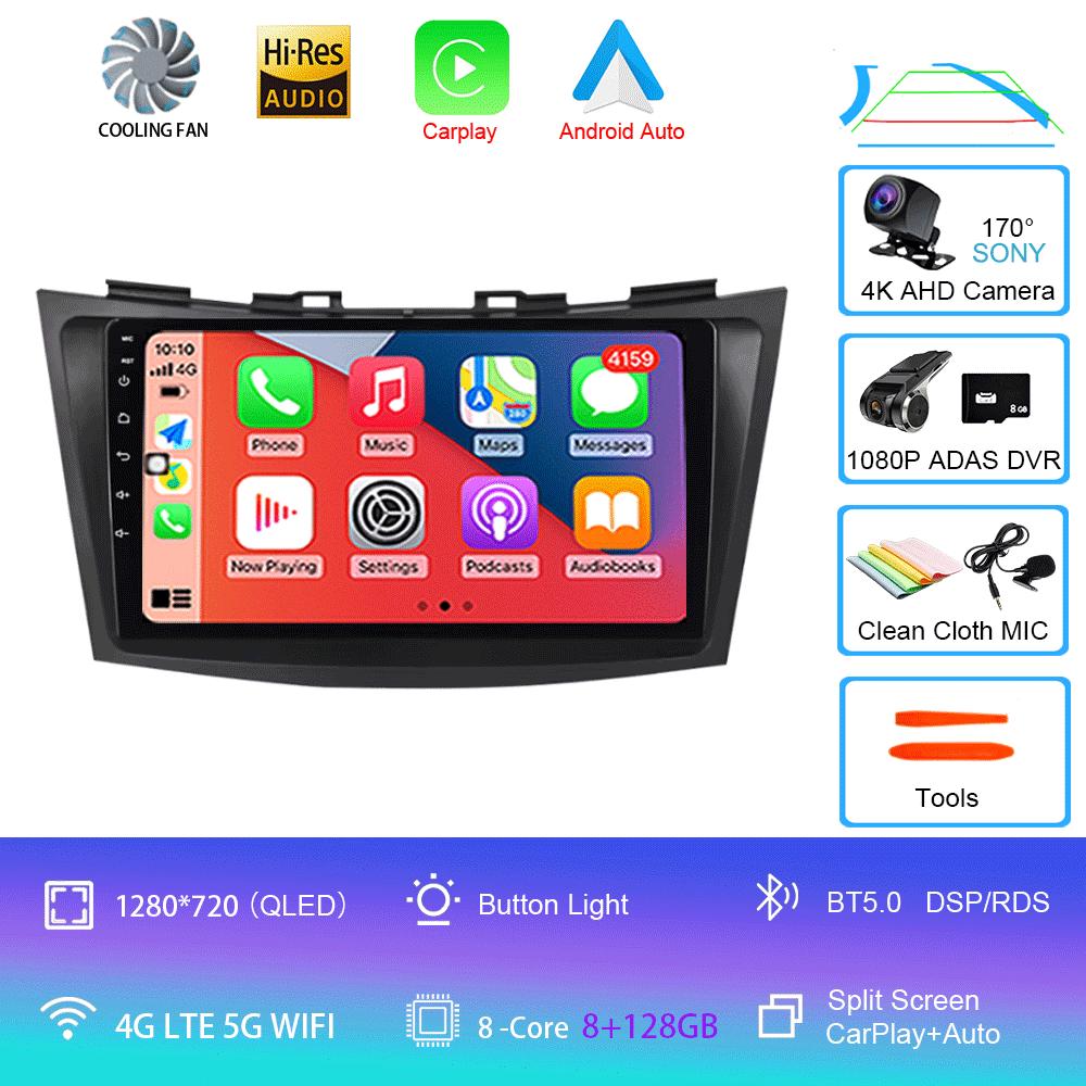 Android 14 For Suzuki Swift 2011-2015 2 Din BT DSP RDS Car Radio Stereo Multimedia Video Player GPS Navigaion Carplay Auto WIFI