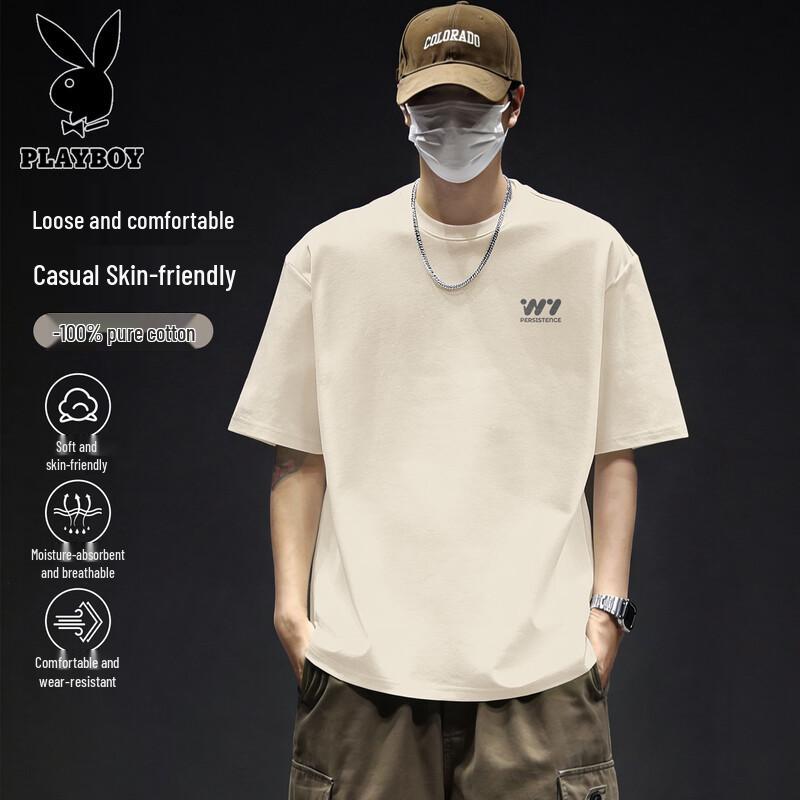 PLAYBOY Men's Loose Fit Pure Cotton Short Sleeve T-Shirt (2026 Collection)