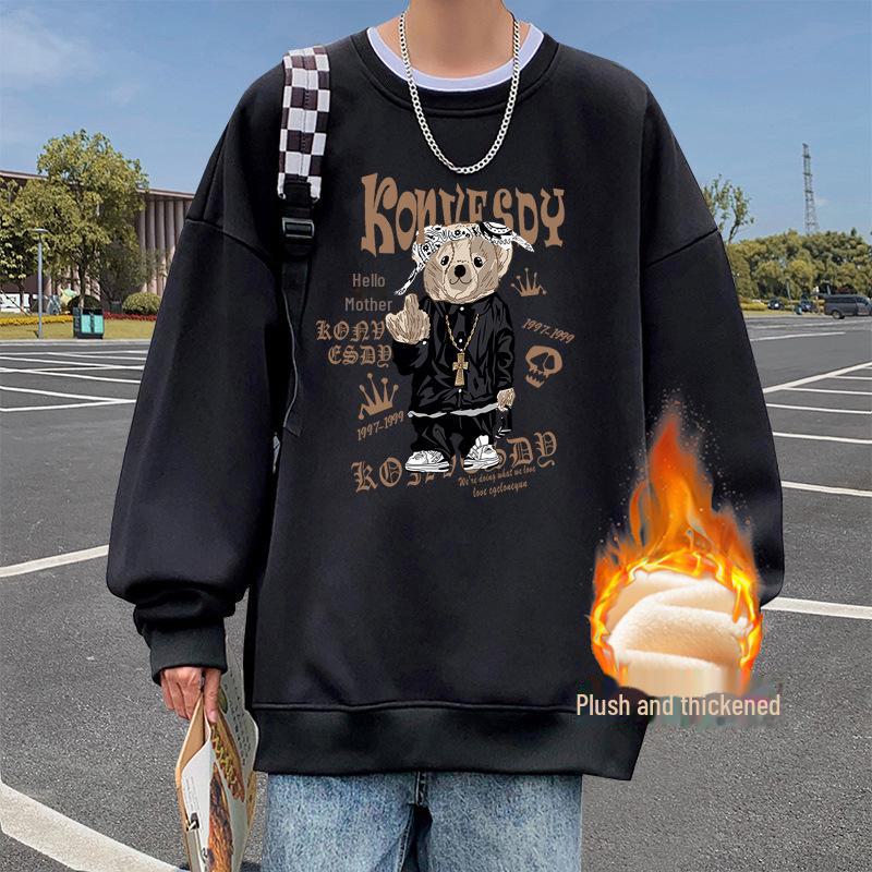Herren Cartoon Sweatshirt 2023: Verdickt, Samt, Trendiges Allround-Herbst-/Winter-Unterhemd