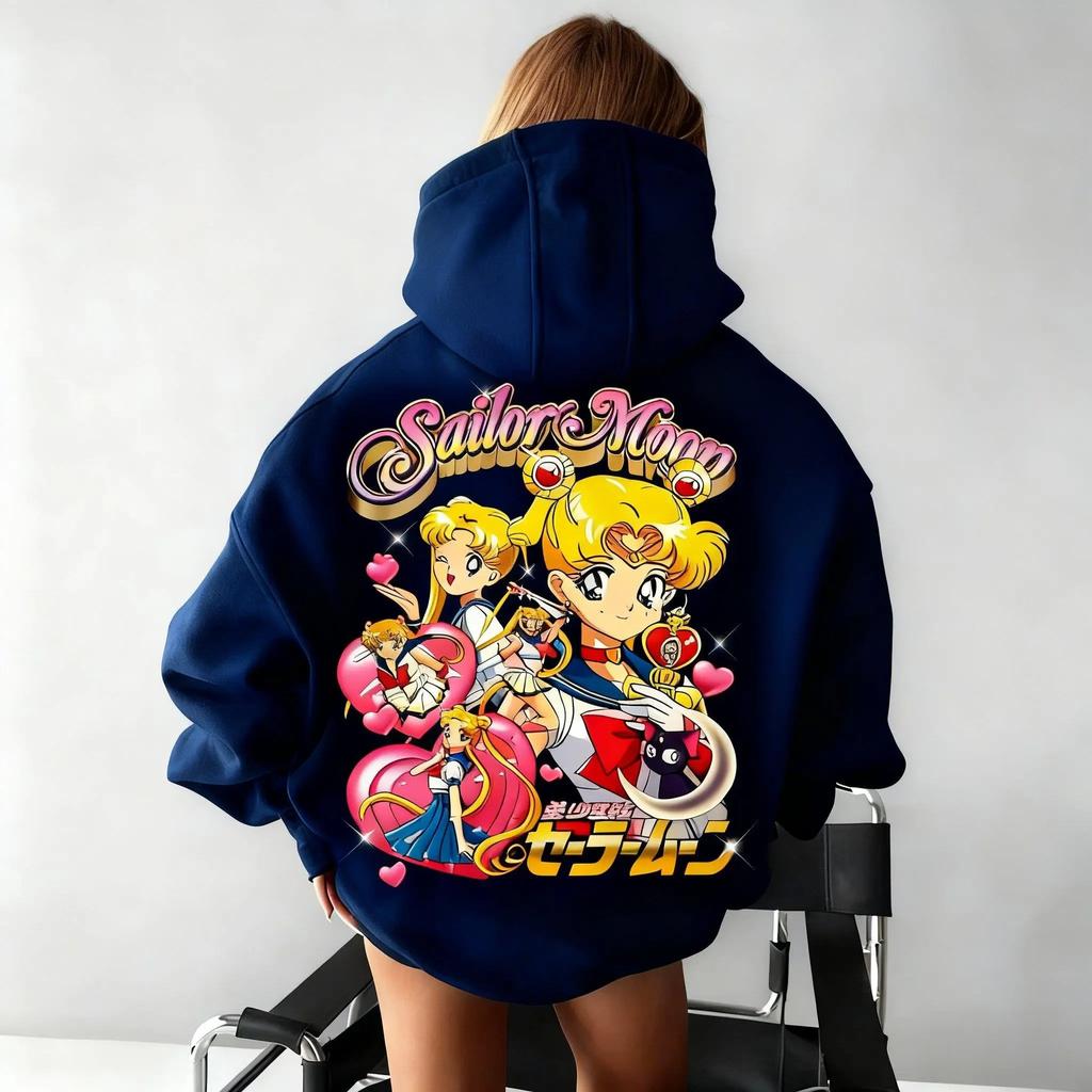 Sailor Moon Oversized Mikina Pánská Dámská Pulovr Mikina Anime Potisk Ležérní Streetwear Cosplay Bunda Jaro Podzim Y2k Vrcholy