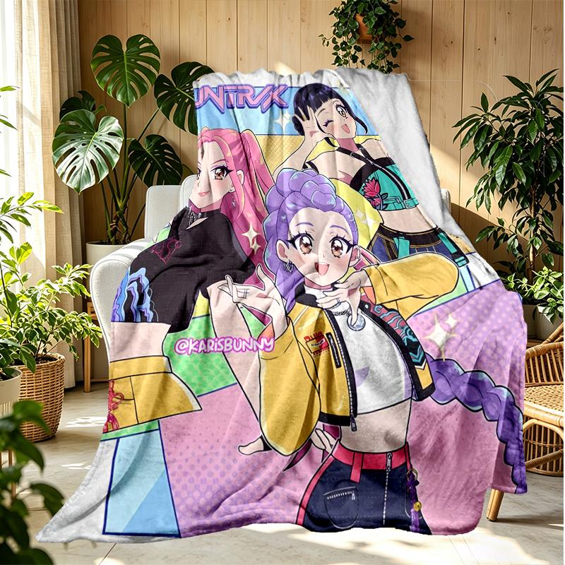 KPop Dämonenjäger Muster Decke für Heimdekoration, Bett, Sofa, Auto Reisen, Camping, Geeignet für Alle Jahreszeiten, Geburtstags-Weihnachtsgeschenk