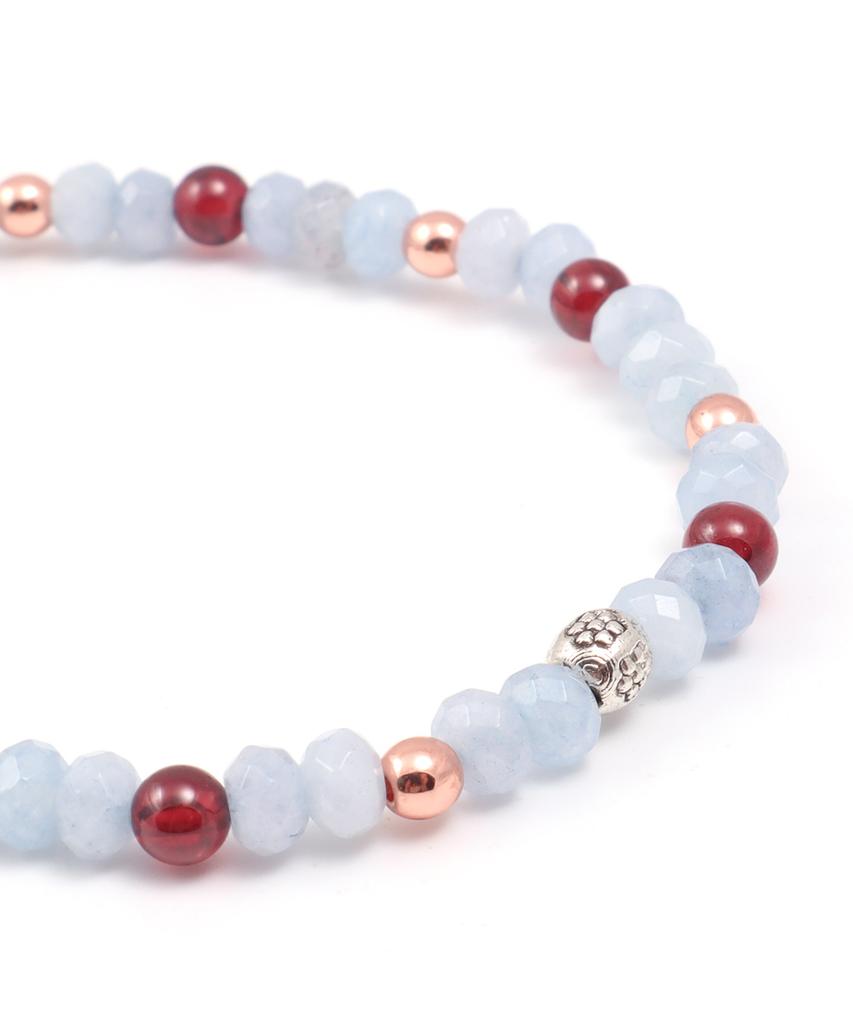 Polalita Sky Blue Beads Rose Gold Point Bracelet (Plt-Br-074_Gn)