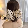 Polka Dot Bubble Hairpin Retro Fashionable Satin Spring Clip Korean Simple Low Ponytail Hairpin Temperament Hairpin