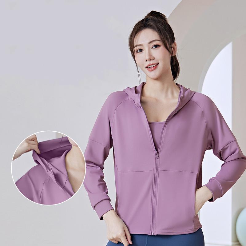 Hooded Sports Coat Women's Loose Running Smock Large Size Fitness Wear Long Sleeve Yoga Wear