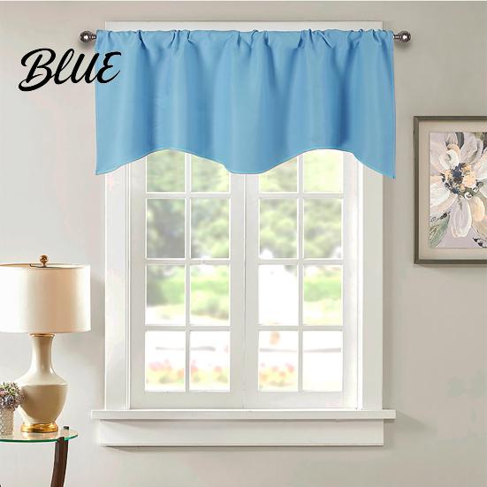 Solid Color Through Valance Room Balcony Curtain Home Rod Short Kitchen Window