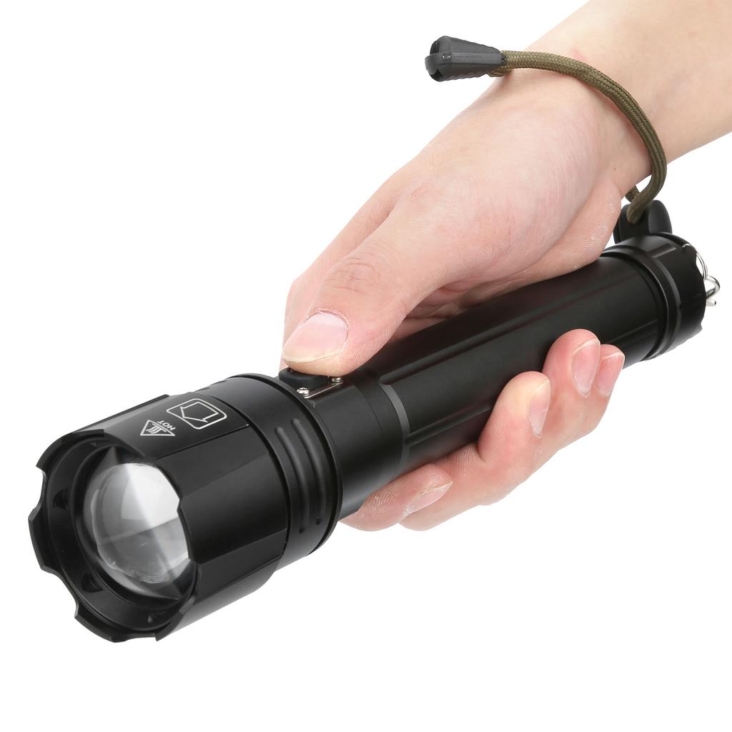 Portable LED Flashlight USB Rechargeable Zoom Flashlight with 3 Modes Emergency Torch
