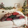 Home Christmas Decor Plaid Cushion Covers Red Checkered Polyester Cotton Xmas Ornament Snowflake Throw Pillowcase Decorative