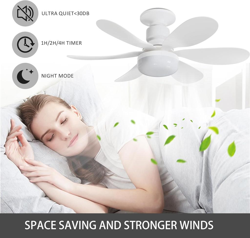 42/52cm LED CeIling Fan Light E26 E27 Base Wireless Remote Smart Fan 3 Adjustable with Lighting Modes for Living Room Home Fans