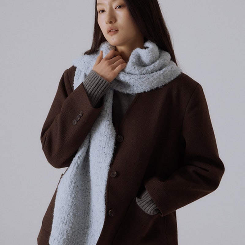 SILN Long cloud boucle knit muffler (GREY SPECKLE)
