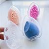 2pcs Egg-Shaped Makeup Sponge Holder-Transparent Pink Portable Travel Organizer with Ventilation Holes,Compact Bathroom Storage