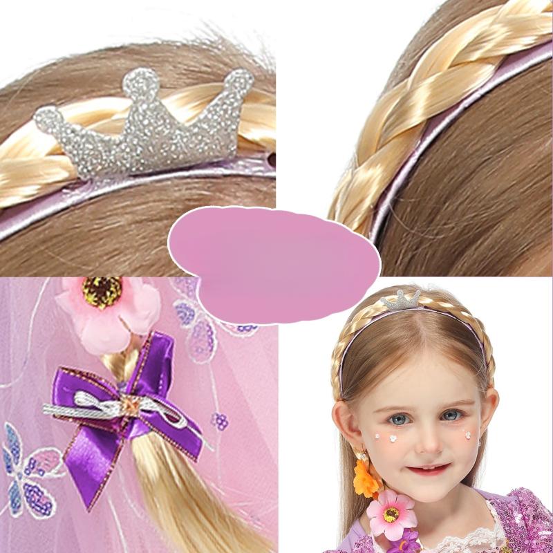 1 Stück Prinzessin Schneeflocke Lange Geflochtene Perücken Stirnbänder Verzierungen Prinzessin Verkleidungsperücken Für Mädchen Kostümzubehör