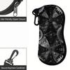 2D-Vintage Black Floral Mandala Patterned Sunglasses Case, Protective Zipper Eyeglasses Holder, Stylish Travel Eyewear Pouch, Luxury Gift Accessories