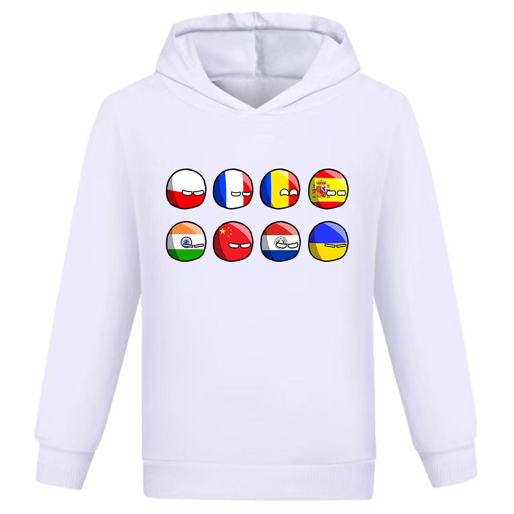 Kids Polandballs Countryballs Cartoon Hoodie Funny Girl 3D Printed Kids Sweatshirts Boys Trendy National Balls Pullovers 100