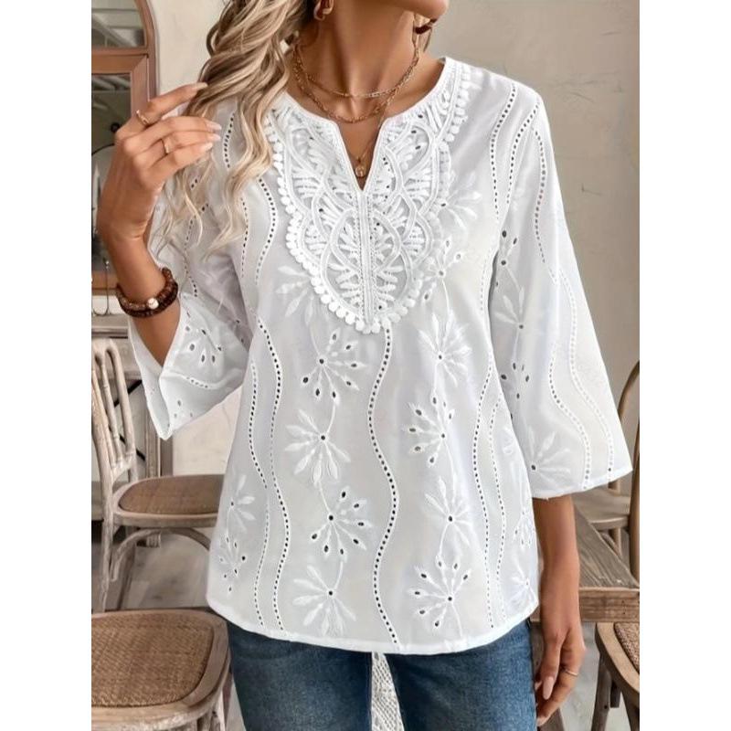 

Lace Bell Sleeve Chiffon Top G 64938 Double Extra Large белый