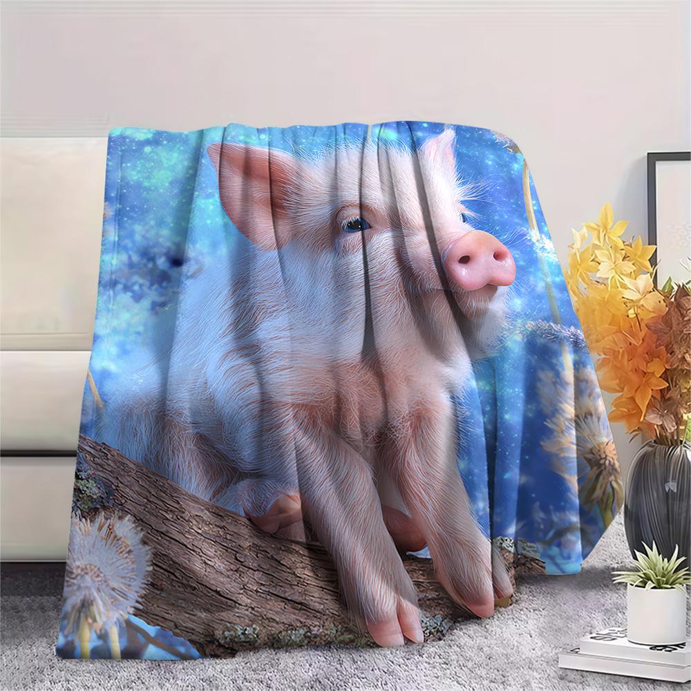 Pig Print Flannel Blanket, High quality Comfortable for All Seasons, Home Decor, Warmth and Comfort, Perfect for Christmas Gifts